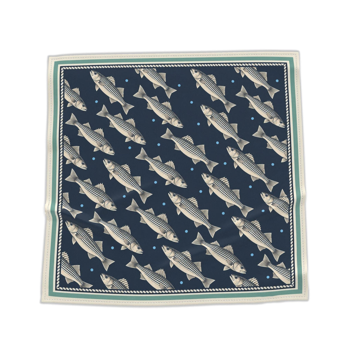 Catch of the Day Bandana laid out as a full square on a white background