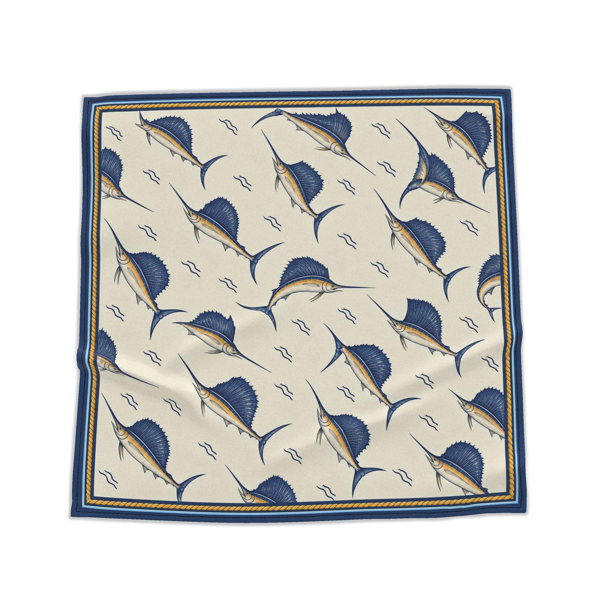 Sailfish Surprise Bandana laid out as a full square on a white background