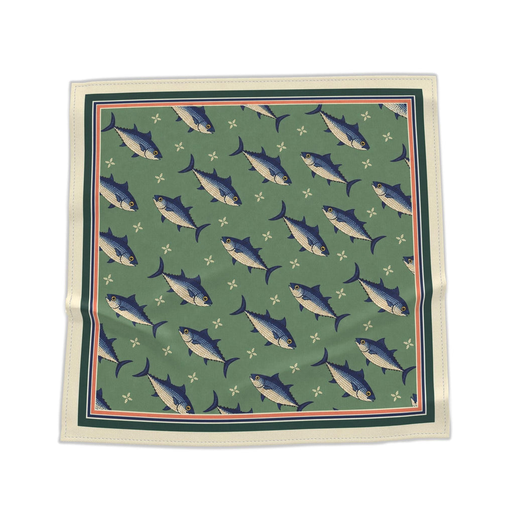 Tuna Salad Bandana laid out as a full square on a white background