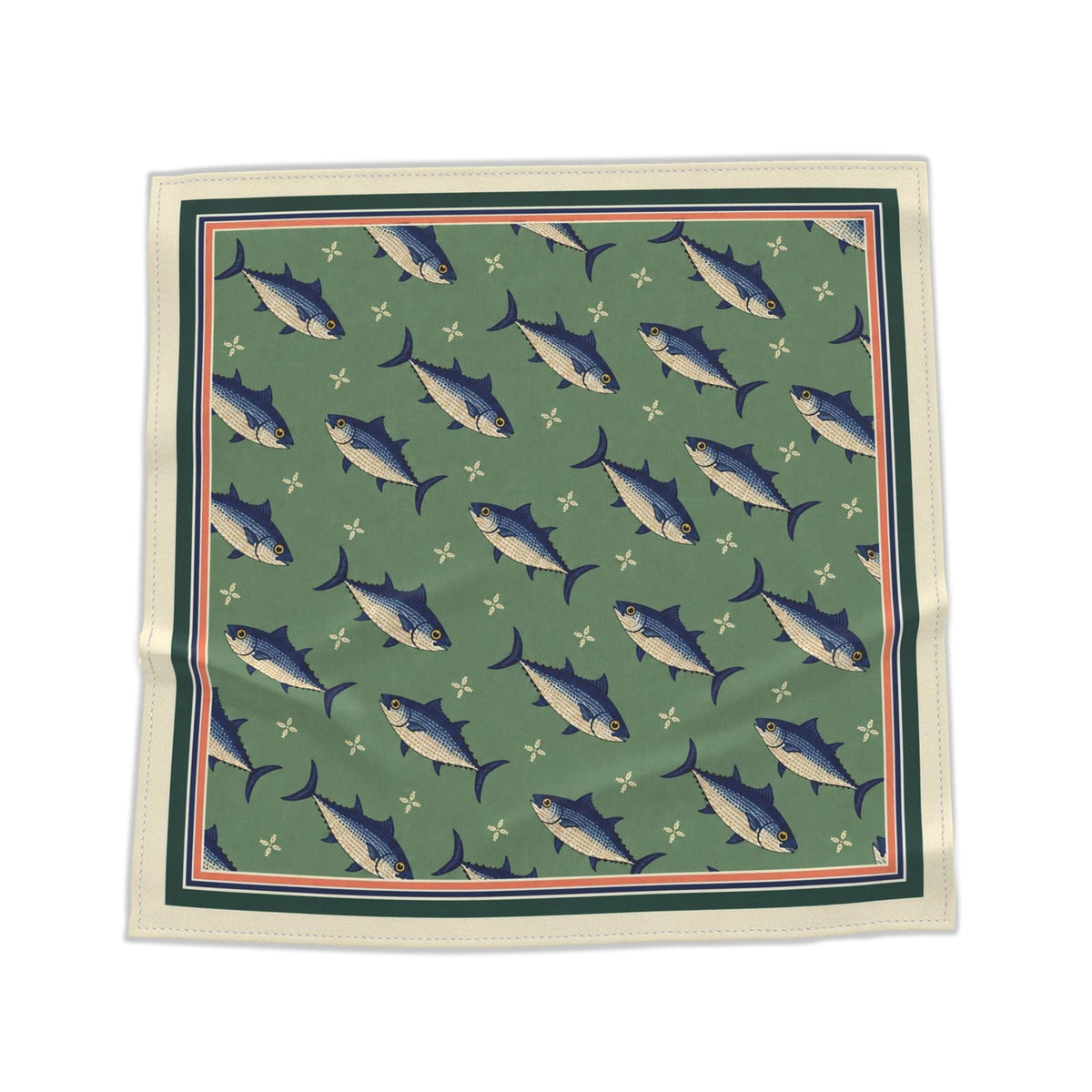 Tuna Salad Bandana laid out as a full square on a white background